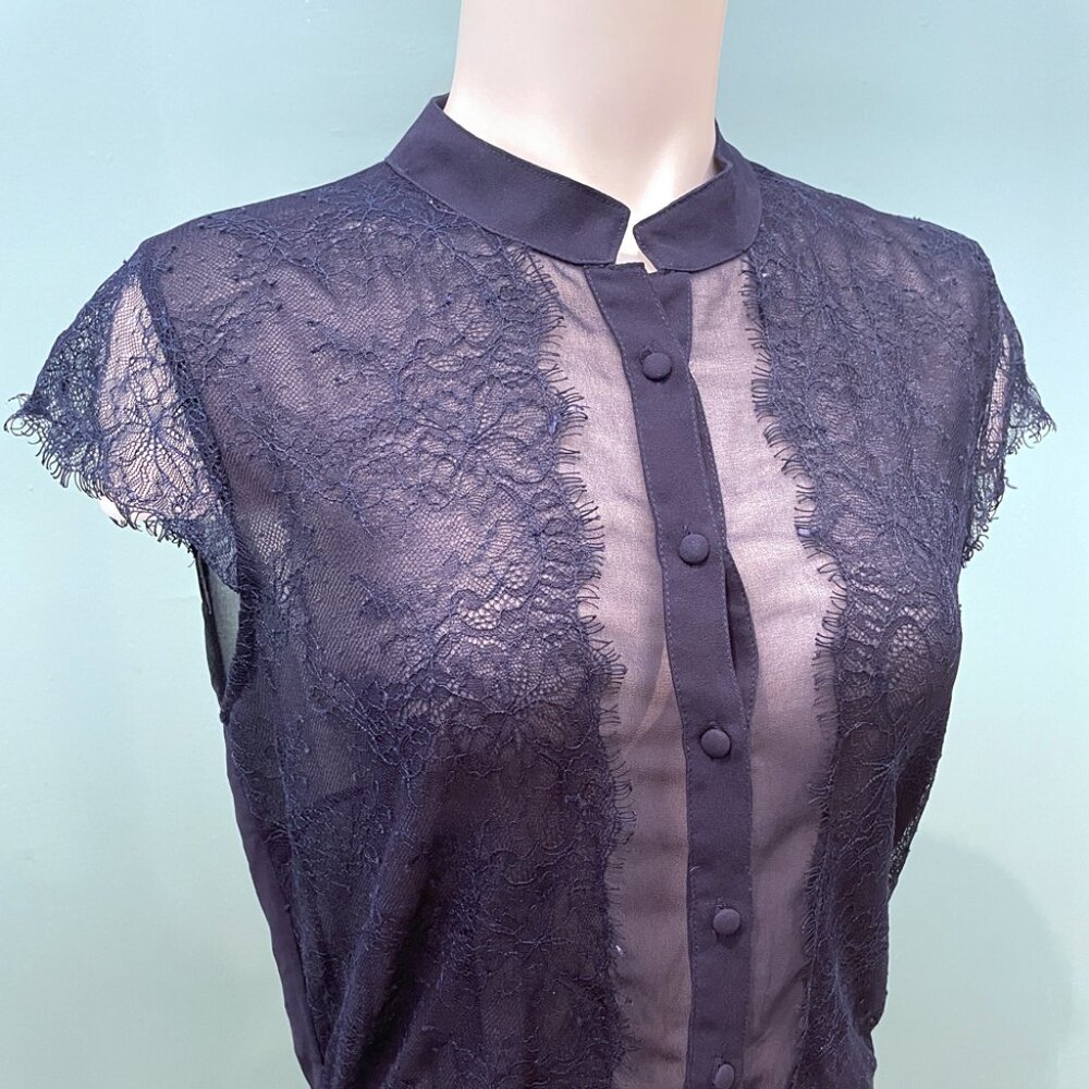 Navy Blue Lace Bodysuit Size M